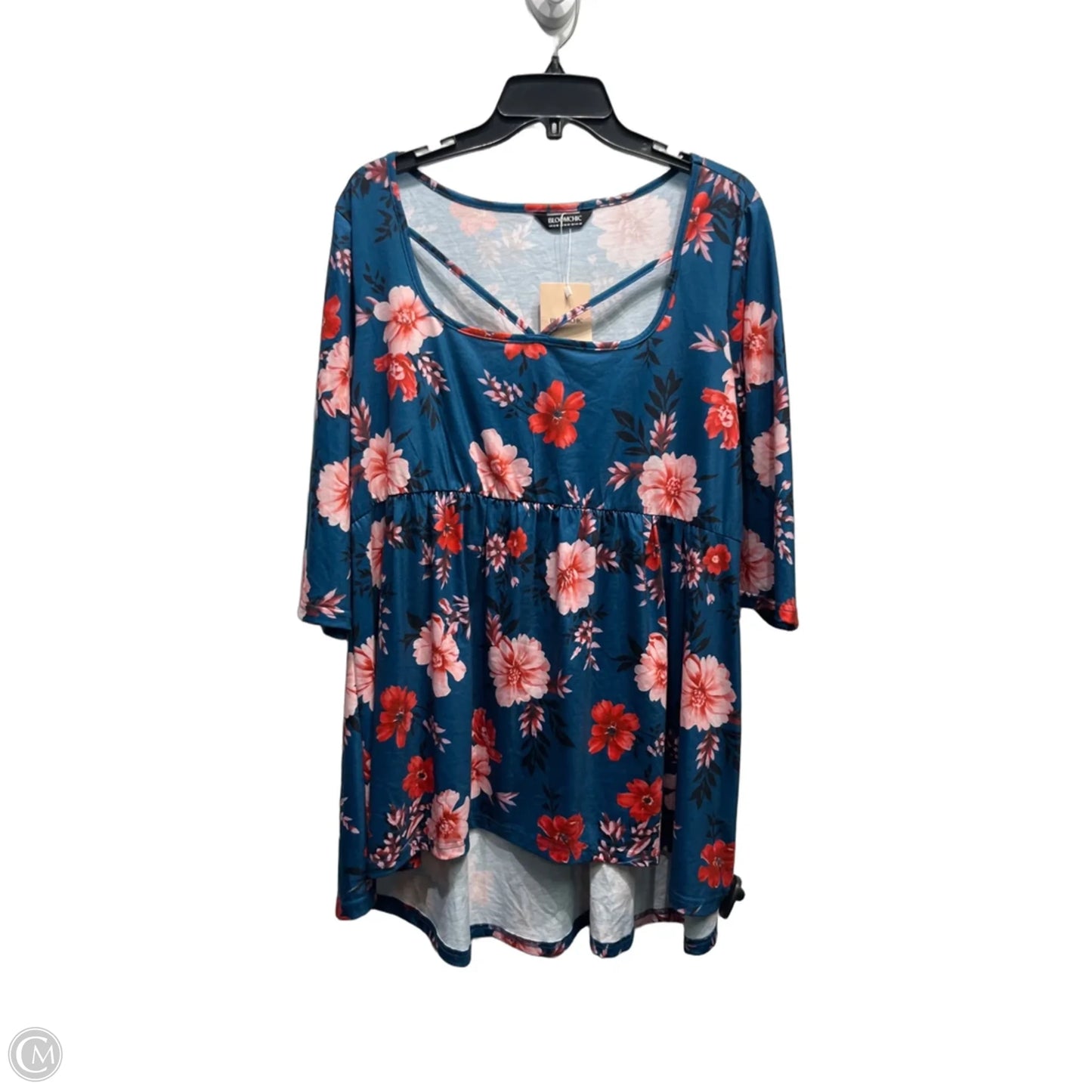 Top Short Sleeve By Bloomchic In Blue & Red, Size: L