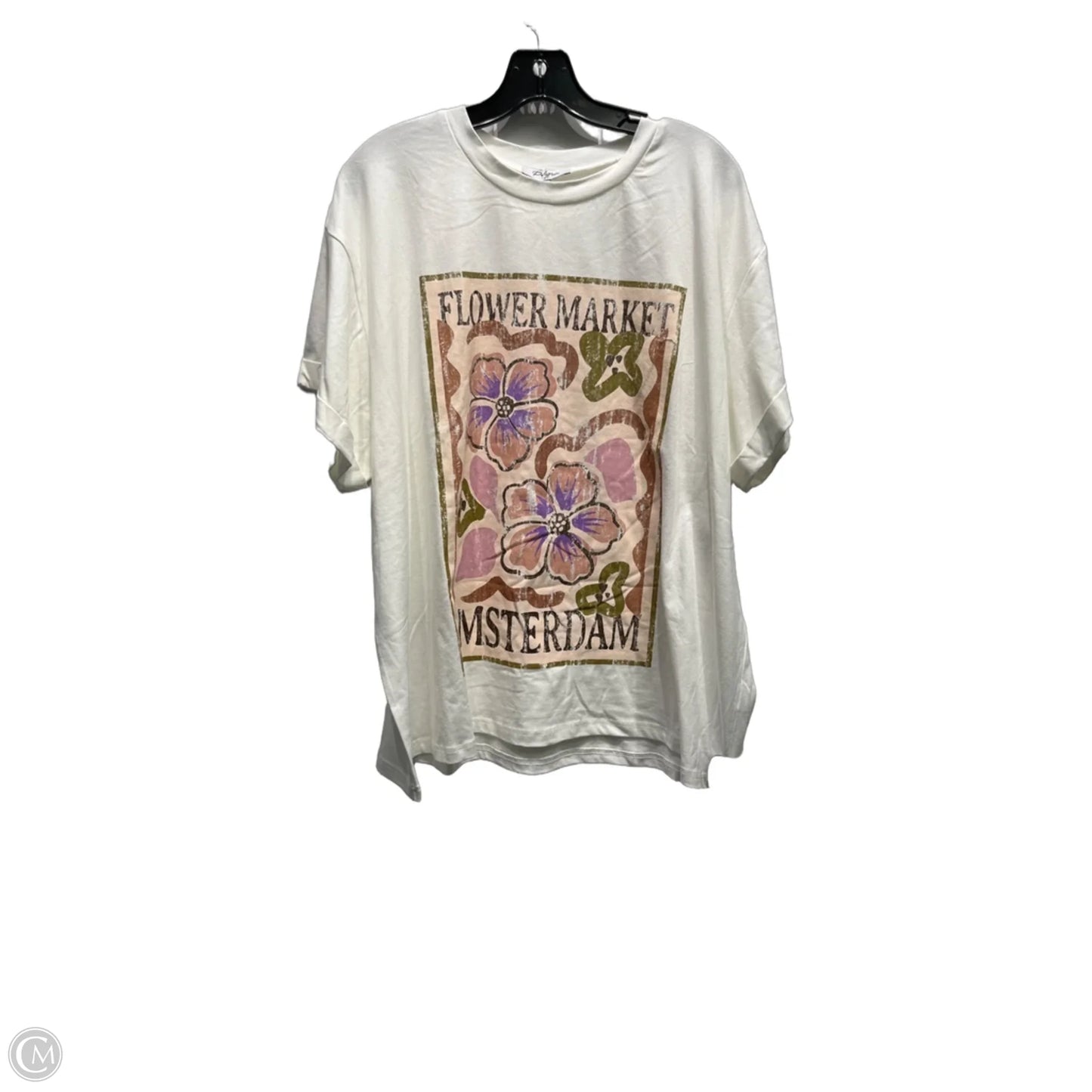Top Short Sleeve Basic By Polagram In Pink & Purple, Size: 1x