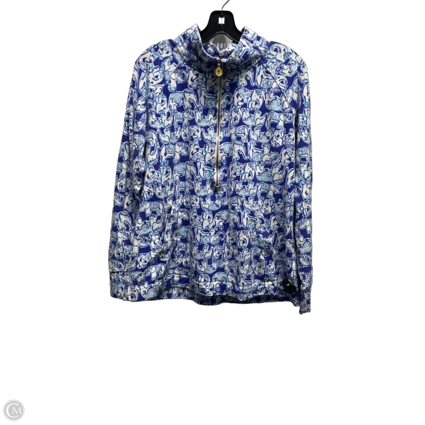 Top Long Sleeve Designer By Lilly Pulitzer In Blue & White, Size: Xl