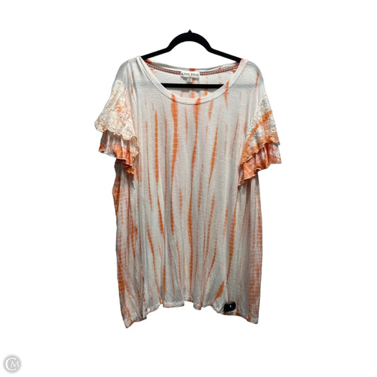 Top Short Sleeve By Knox Rose In Orange & White, Size: 3x