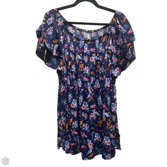 Top Short Sleeve By Terra & Sky In Blue & Pink, Size: 2x