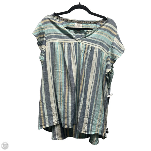 Top Short Sleeve By Knox Rose In Blue & Green, Size: Xxl