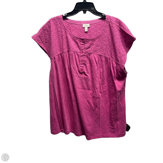 Top Short Sleeve By Logo In Purple, Size: 1x