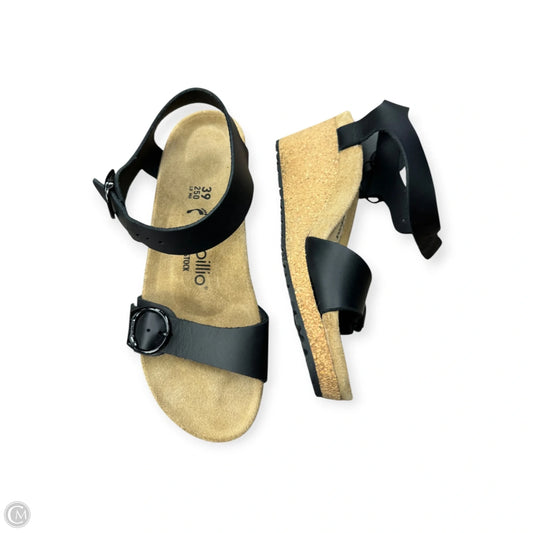 Sandals Heels Wedge By Birkenstock In Black, Size: 8