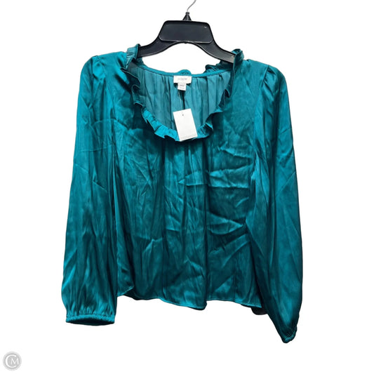 Blouse Long Sleeve By J. Crew In Green, Size: Mp