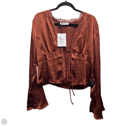 Top Long Sleeve By Princess Polly In Brown, Size: 10