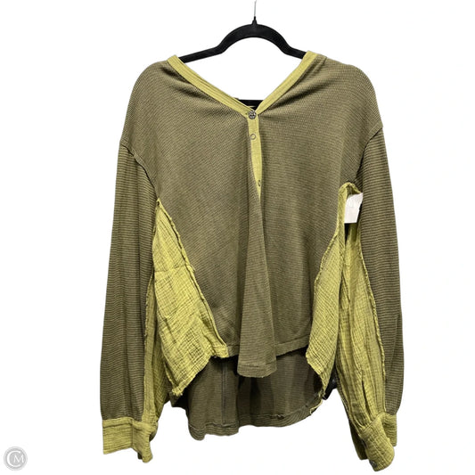 Top Long Sleeve By Pol In Green, Size: L