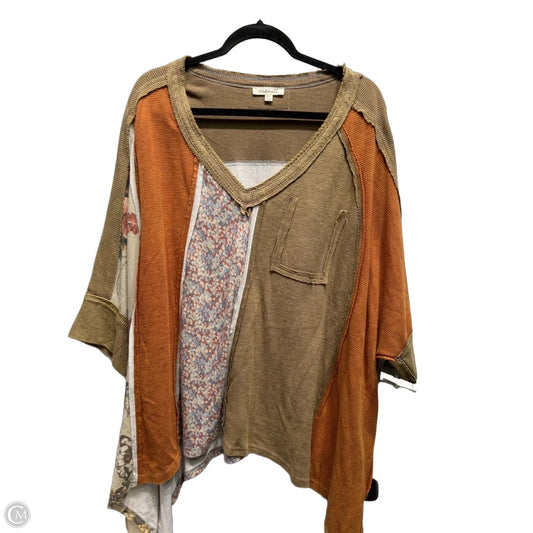 Top Short Sleeve By Oli & Hali In Orange & Tan, Size: L