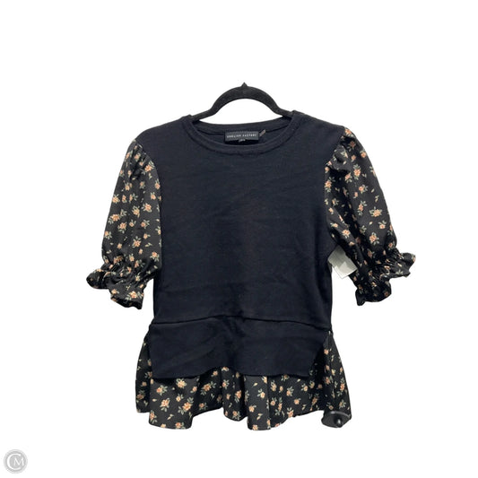 Top Short Sleeve By English Factory In Black & Tan, Size: S