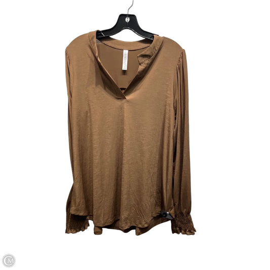 Top Long Sleeve By Dear Scarlett In Brown, Size: S