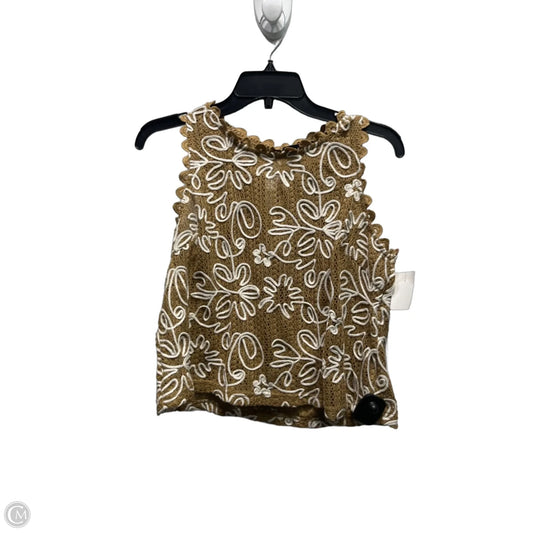 Top Sleeveless By Solitaire In Tan & White, Size: M
