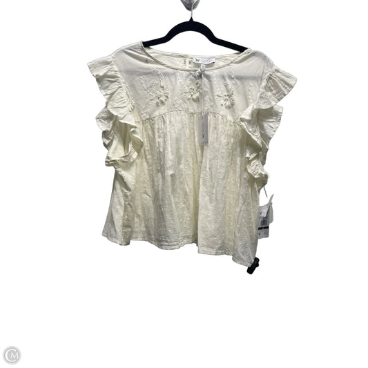 Top Short Sleeve By Jessica Simpson In Cream, Size: Xl
