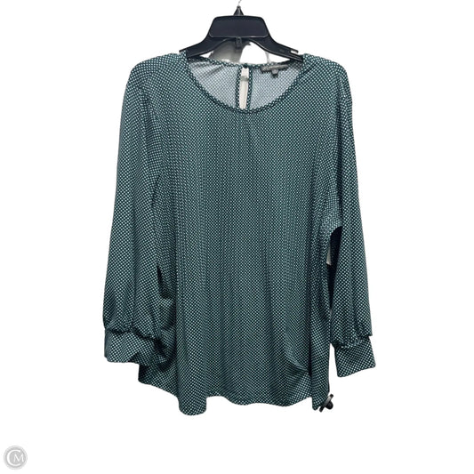 Top Long Sleeve By Adrianna Papell In Green & White, Size: Xl