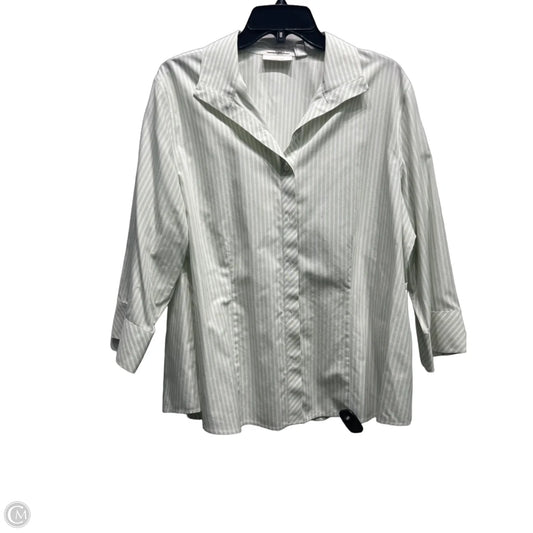 Top Long Sleeve By Chicos In Green & White, Size: Xl
