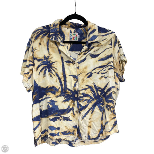 Top Short Sleeve By Jams World In Blue & Cream, Size: L