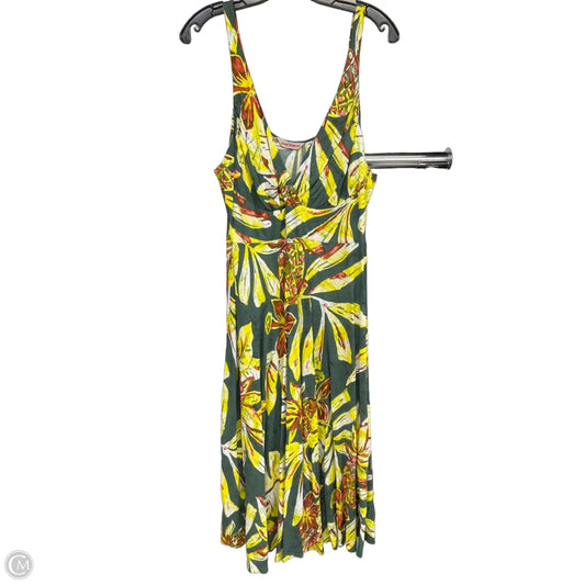 Dress Casual Midi By Jams World In Green & Yellow, Size: Xl