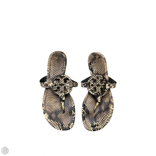 Sandals Designer By Tory Burch In Black & Cream, Size: 7.5
