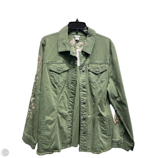 Jacket Denim By Chicos In Green, Size: 1x