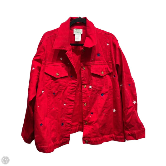 Jacket Denim By THE QUACKER FACTORT In Red, Size: 1x