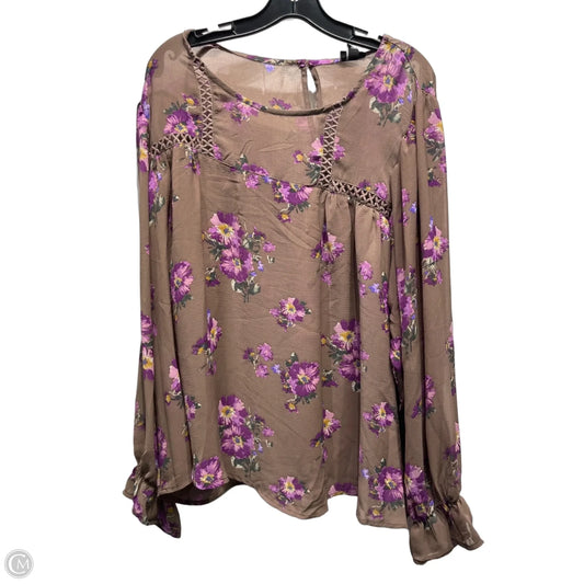 Top Long Sleeve By Torrid In Brown & Purple, Size: 2x