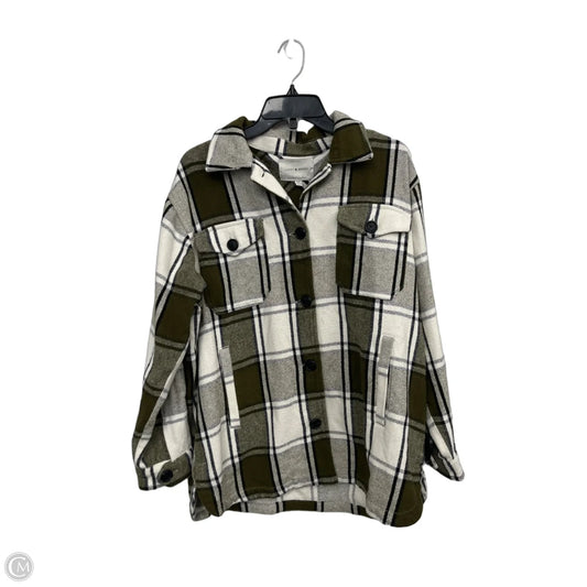 Jacket Shirt By Lucky Brand In Green & White, Size: S