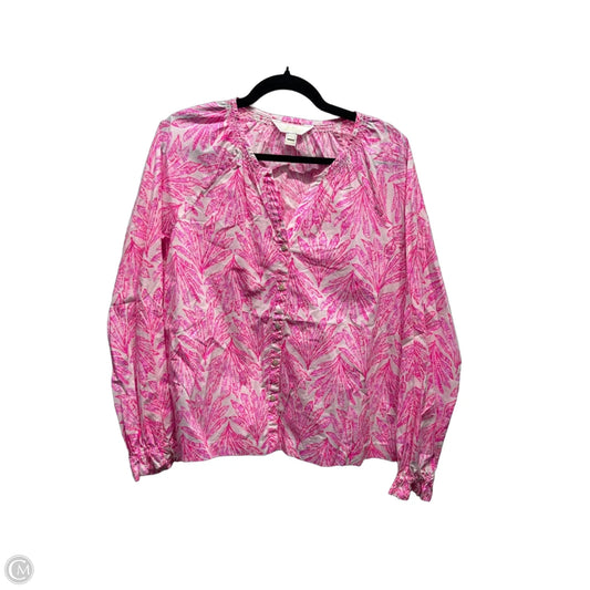 Top Long Sleeve Designer By Lilly Pulitzer In Pink & White, Size: Xs