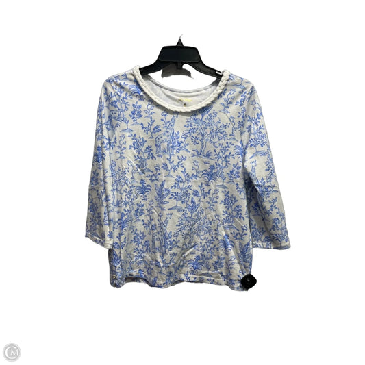 Top Long Sleeve Designer By Lilly Pulitzer In Blue & White, Size: M