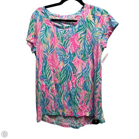 Top Short Sleeve By Lilly Pulitzer In Blue & Pink, Size: M