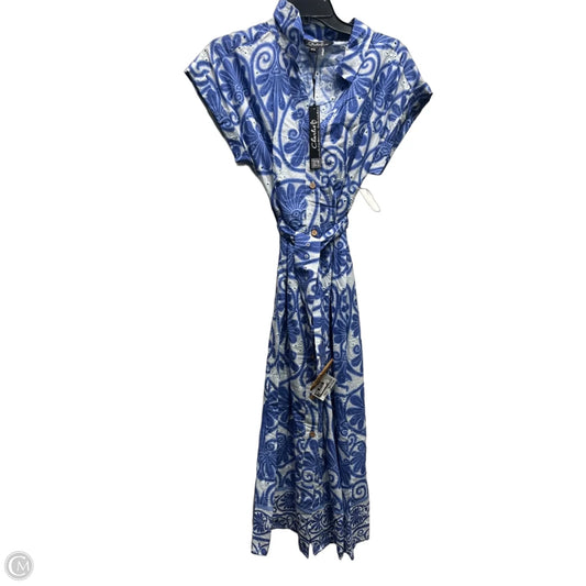 Dress Casual Midi By Charlie B In Blue & White, Size: M