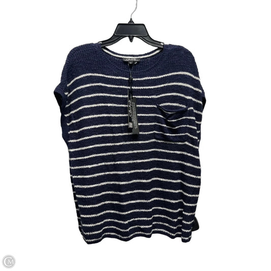 Sweater Short Sleeve By Charlie B In Blue & White, Size: L