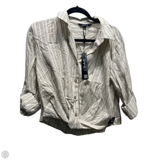 Top Long Sleeve By Charlie B In Black & Cream, Size: S