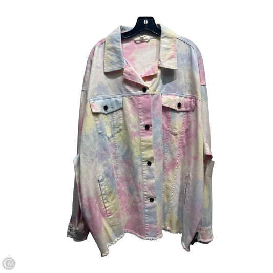 Jacket Denim By Geegee In Pink & Yellow, Size: 1x
