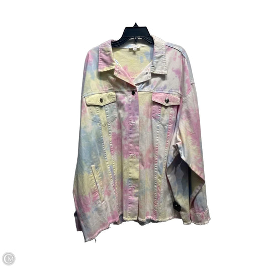 Jacket Denim By Geegee In Pink & Yellow, Size: 3x