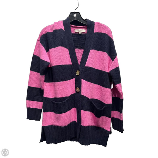 Sweater Cardigan By Loft In Blue & Pink, Size: S
