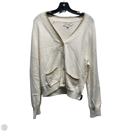 Sweater Cardigan By Loft In Cream & Tan, Size: M