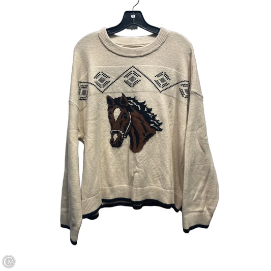 Sweater By Loft In Cream & Tan, Size: L