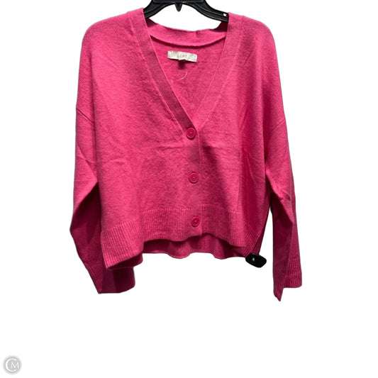 Sweater Cardigan By Loft In Pink, Size: M