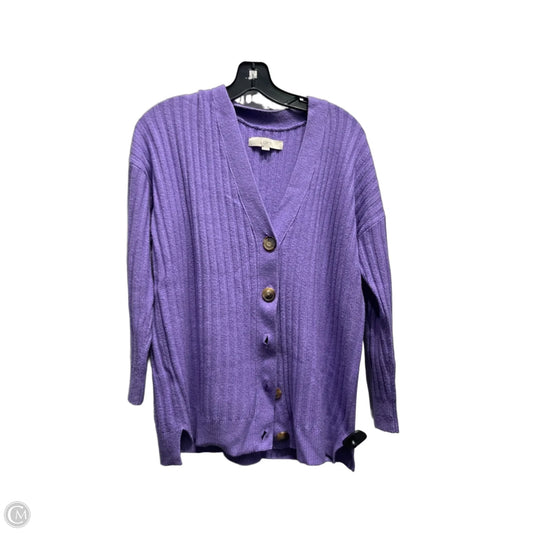 Sweater Cardigan By Loft In Purple, Size: M
