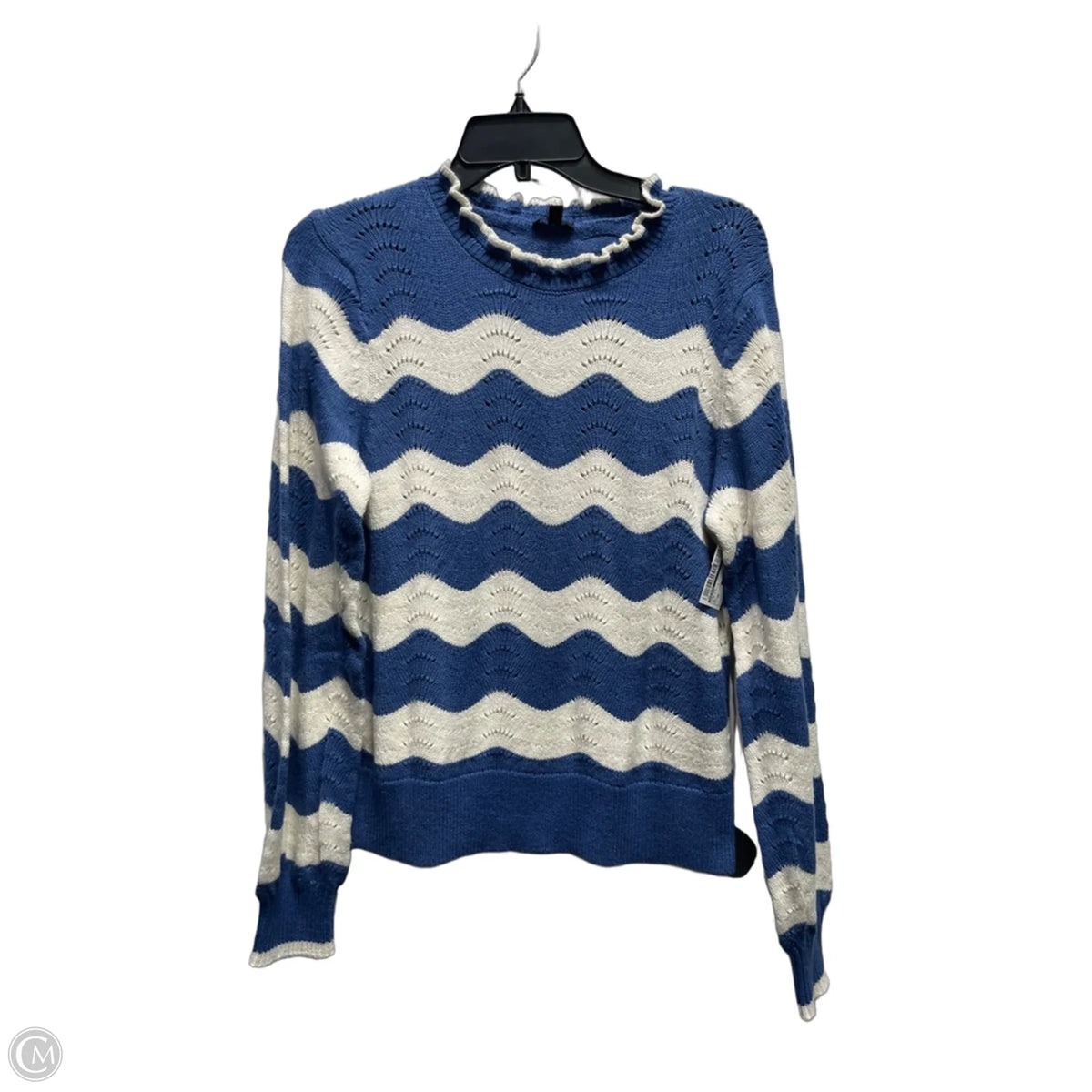 Sweater By Talbots In Blue & White, Size: Mp