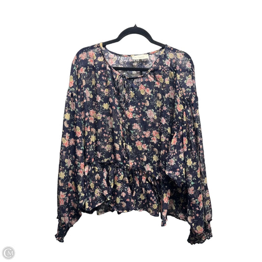 Top Long Sleeve By By Together In Blue & Pink, Size: M