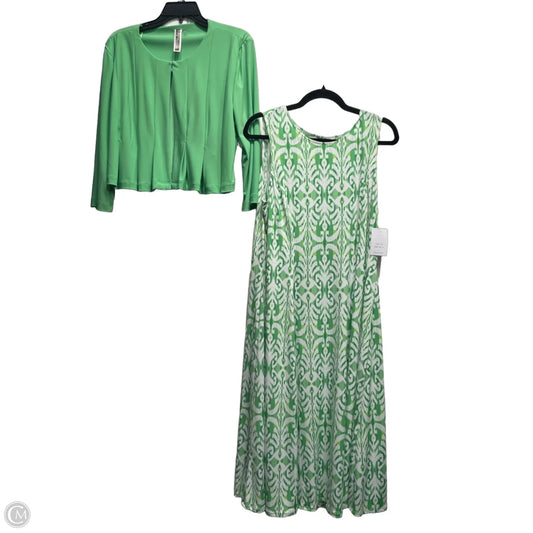 Dress Set 2pc By Julian Taylor In Green & White, Size: 14