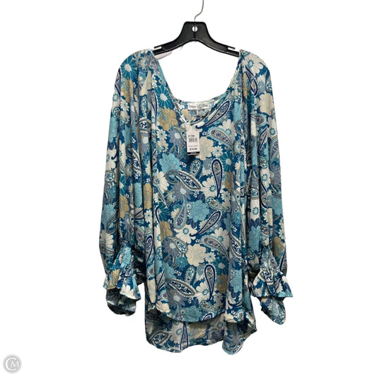 Top Long Sleeve By Clothes Mentor In Blue & White, Size: 3x