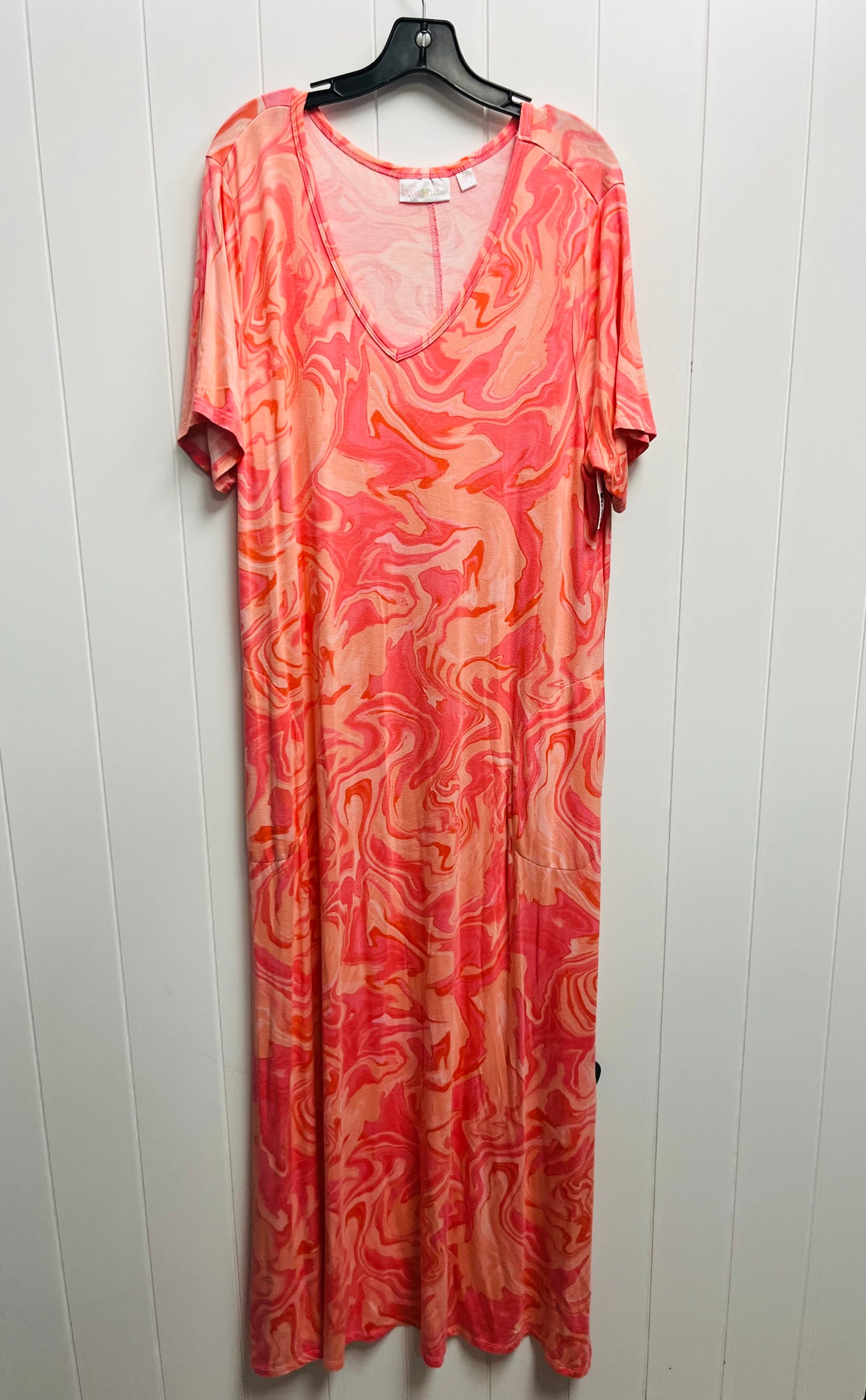 Orange & Pink Dress Casual Maxi Belle By Kim Gravel, Size L