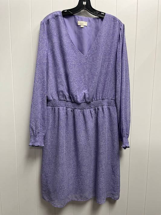 Dress Casual Short By Loft In Purple & White, Size: Xl