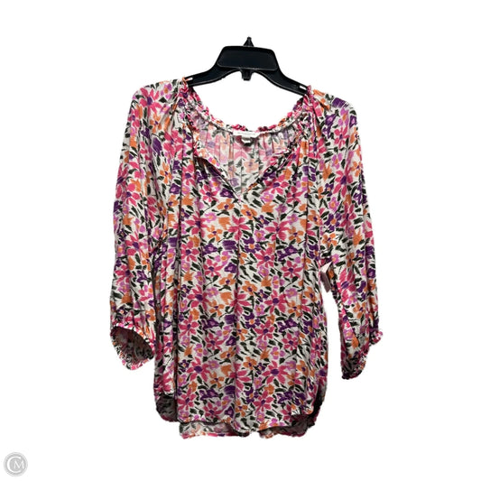 Top Short Sleeve By Beachlunchlounge In Pink & Purple, Size: M