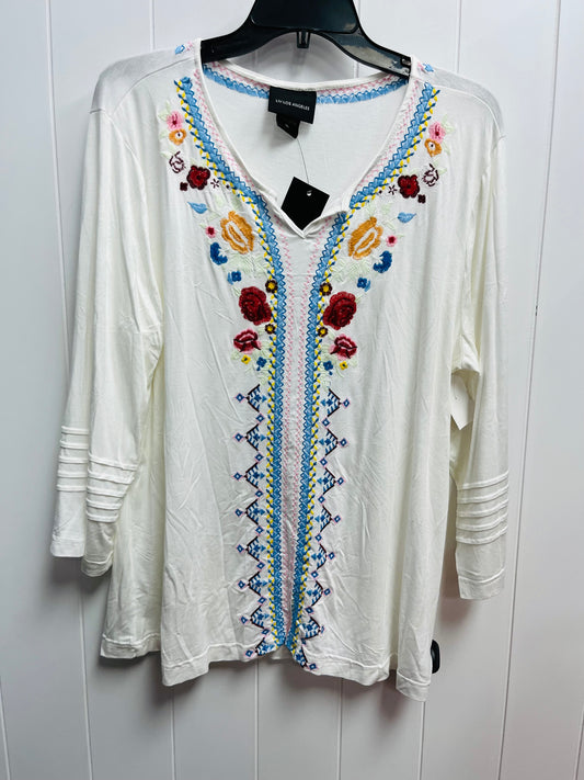 Top Long Sleeve By  LIV LOS ANGELES In Blue & White, Size: Xl