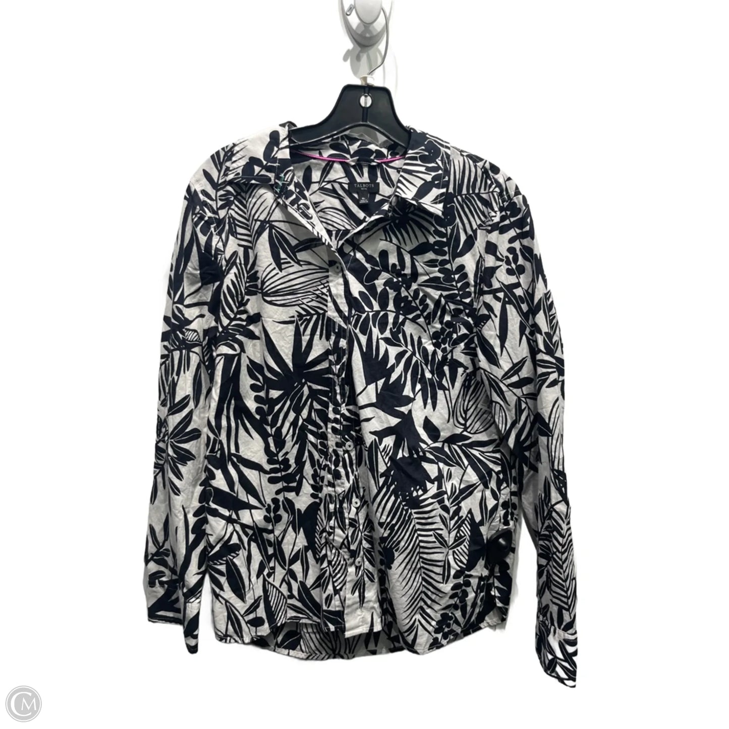 Top Long Sleeve By Talbots In Black & White, Size: Mp