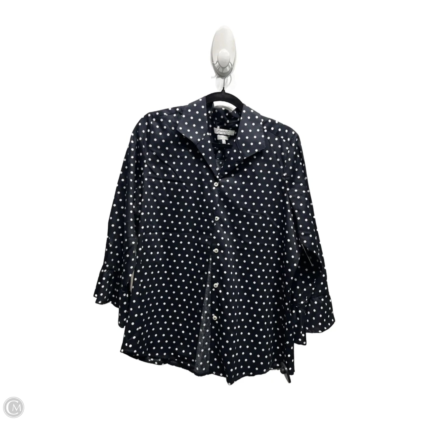 Top Long Sleeve By Foxcroft In Black & White, Size: 14