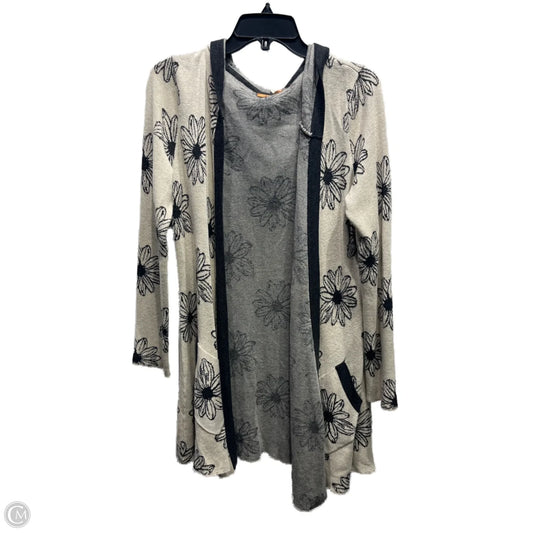 Sweater Cardigan By Belldini In Black & Tan, Size: L