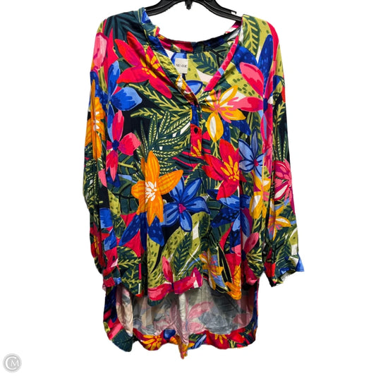 Top Long Sleeve By Nic + Zoe In Blue & Green, Size: 1x